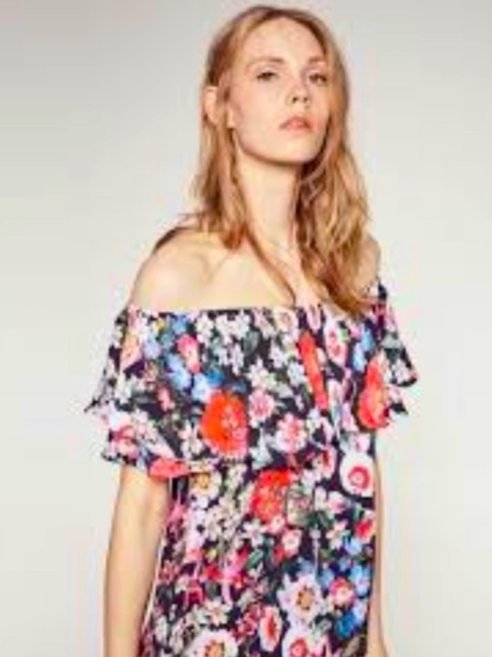 Zara Floral Off-Shoulder Top
